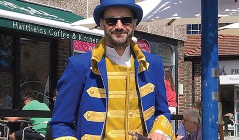 Photograph of town crier at the town square