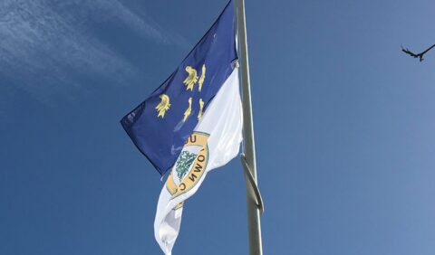 Photograph of the Sussex Flag flying from the Civic Centre flag pole