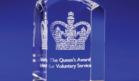 Queens Award for voluntary service crystal domed award