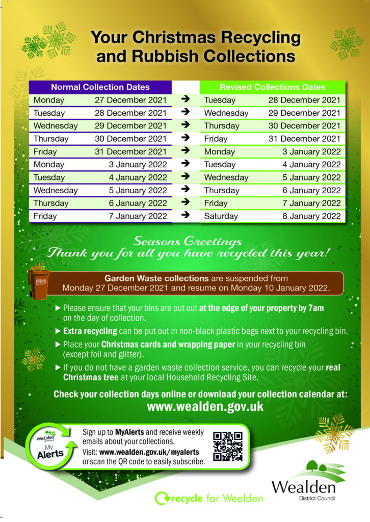 Christmas waste collections announced by Wealden District Council