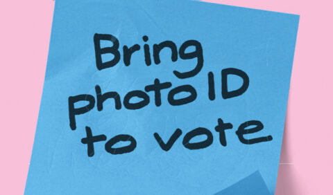 image of post-it note saying bring photo id to vote